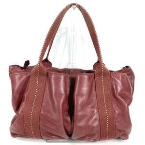 HERMES Caravan Horizontal MM Leather Tote/Shoulder Bag, Red, for Men and Women